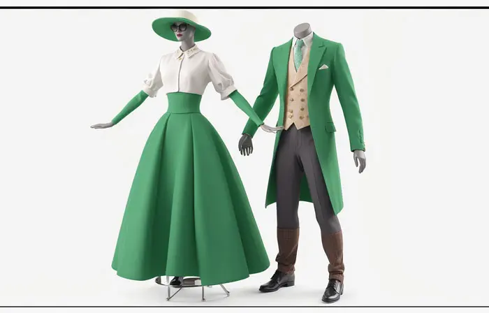 Classic Long Dress and Suit 3D Design Modeling Illustration